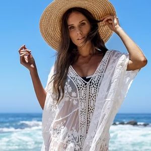 NWT White Lace Crochet Swim Cover Up One size
